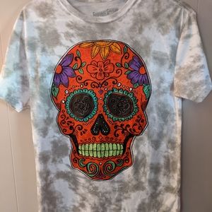 Fosforos Galileo Sugar Rose Skull Tie Dye Short Sleeve T-Shirt Size XS